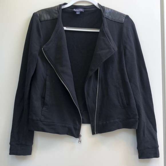 Splendid Zip Front Jacket with Leather Shoulder - Picture 2 of 6